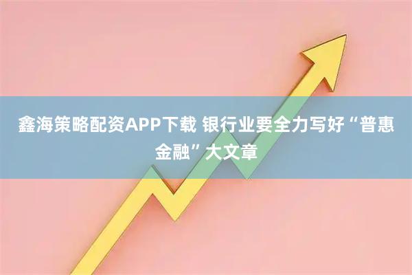 鑫海策略配資APP下載 銀行業(yè)要全力寫好“普惠金融”大文章